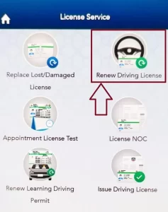 Click on Renew Driving License