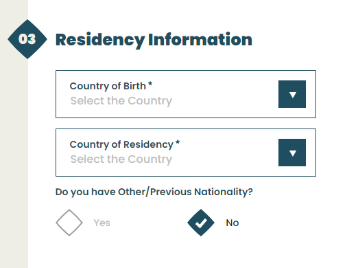 Provide Your Residency information