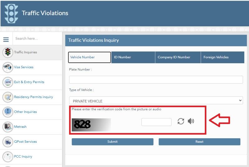  Complete Captcha -Check Traffic Violation by Plate Number